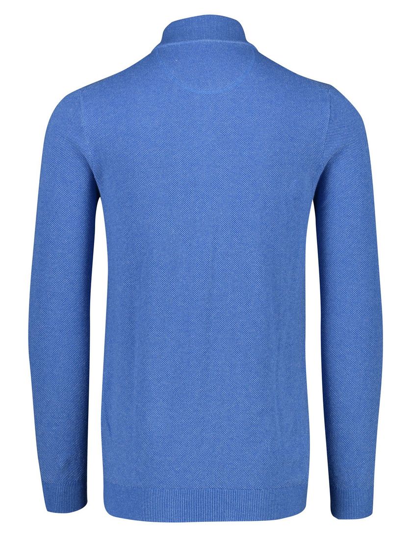 Portofino vest opstaande kraag blauw rits effen katoen 100% extra lang