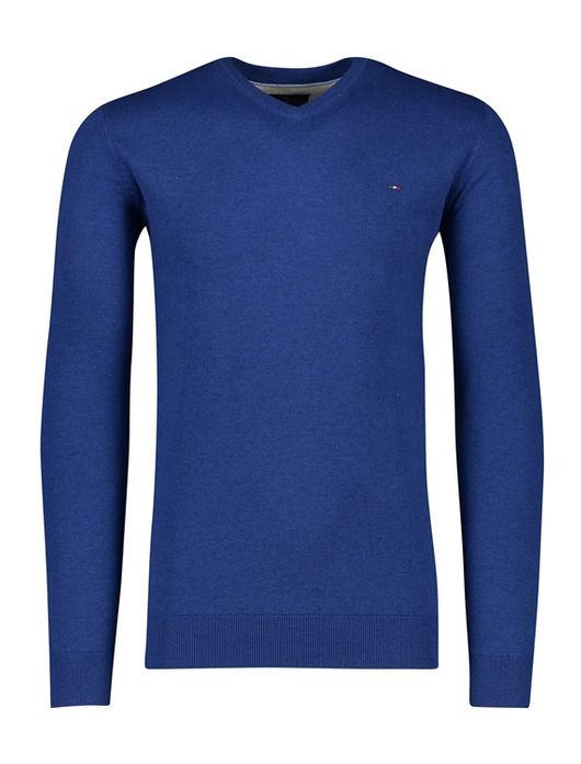 Portofino trui v-hals blauw extra lang