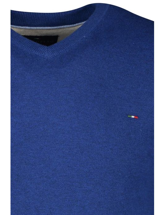 Portofino trui v-hals blauw extra lang