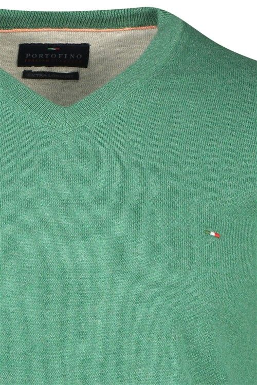 Portofino trui v-hals groen extra lang