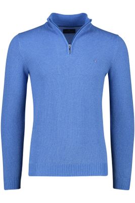 Portofino Portofino trui extra lange mouwlengte blauw effen katoen