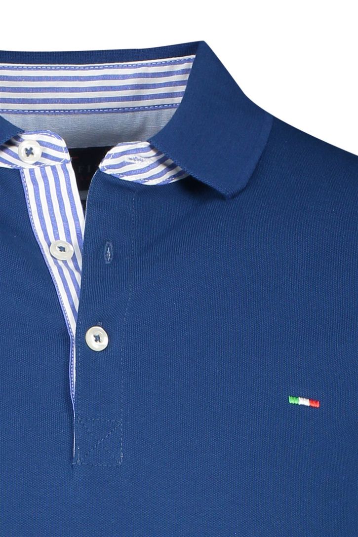 Portofino poloshirt 3 knoops normale fit blauw extra lang