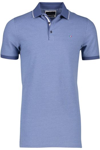 Portofino Portofino polo korte mouw normale fit blauw effen katoen extra lang