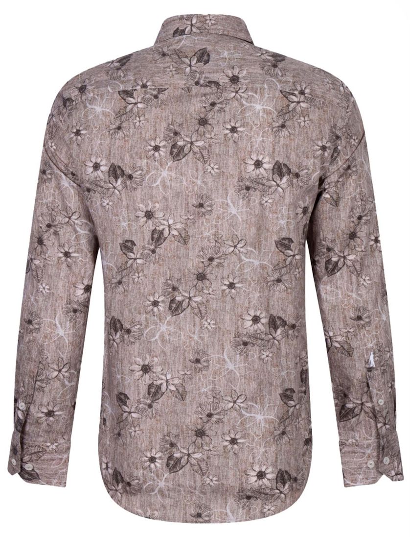 Cavallaro overhemd slim fit bruin met print katoen