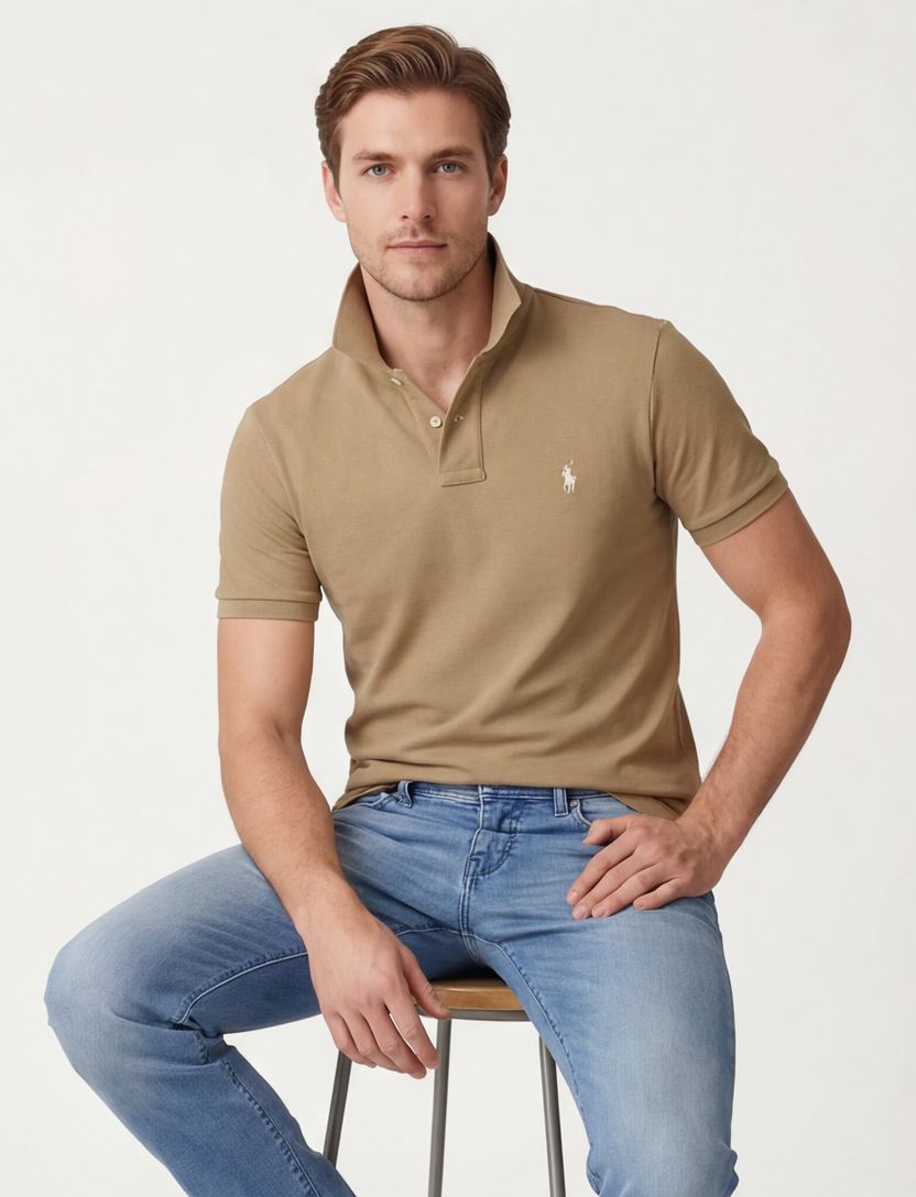 Polo Ralph Lauren polo camel big & tall 2-knoops normale fit katoen