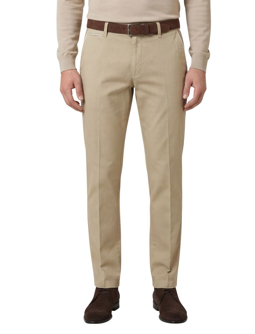 Katoenen M.E.N.S. broek effen camel wijde fit