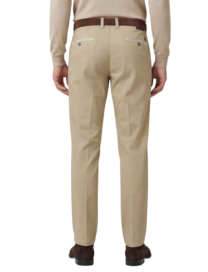 Katoenen M.E.N.S. broek effen camel wijde fit