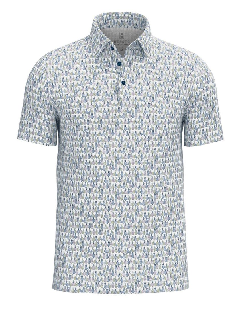 Desoto polo ananas wit geprint katoen slim fit