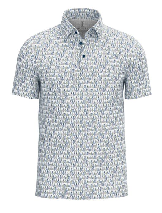 polo Desoto wit geprint katoen slim fit