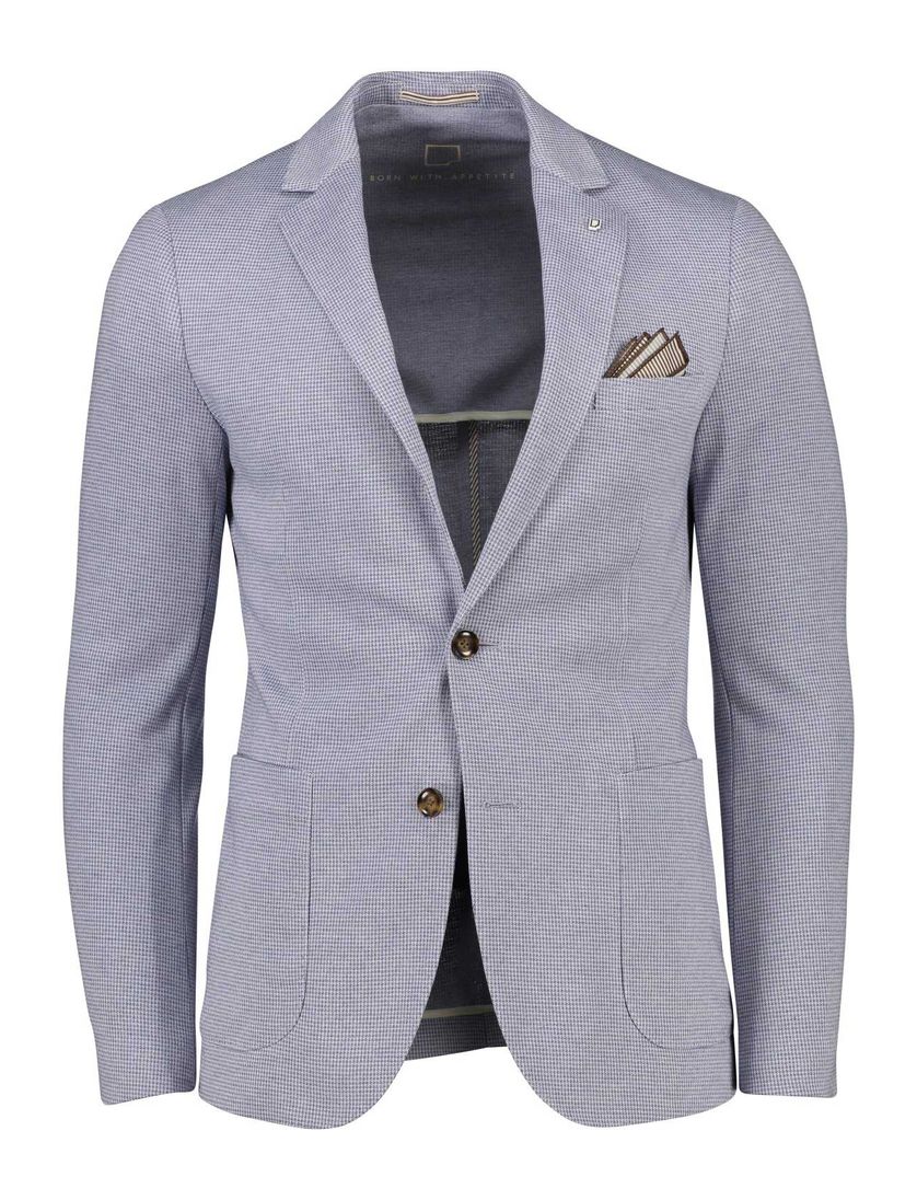 Born With Appetite colbert slim fit blauw gemêleerd borstzak