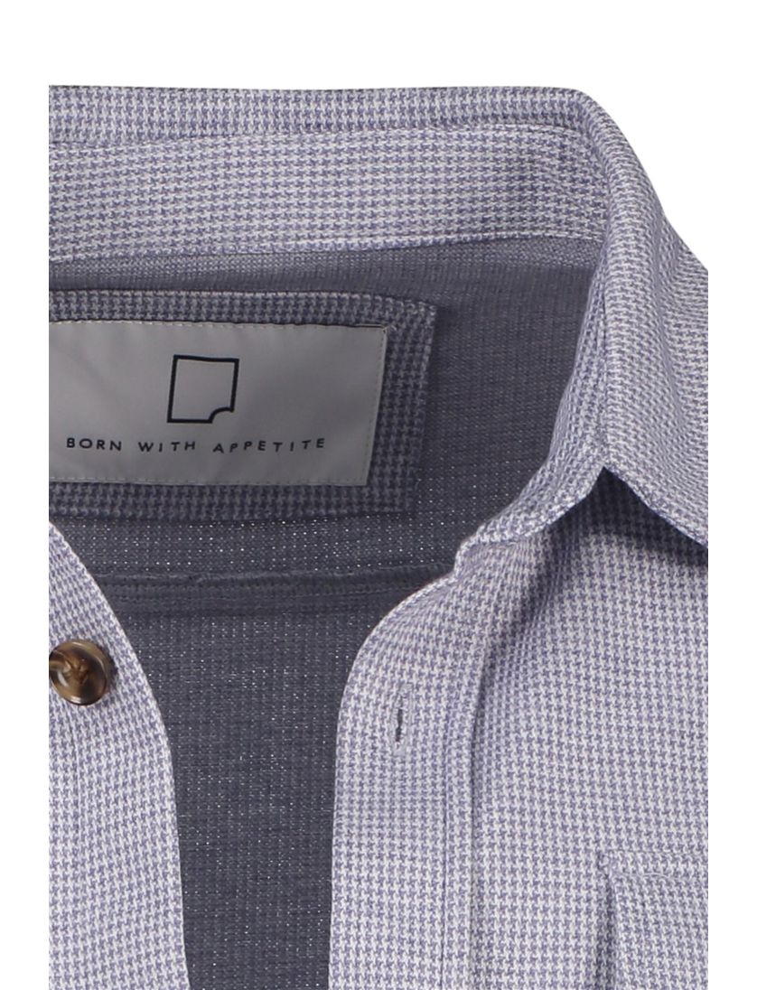 Born With Appetite casual overshirt normale fit blauw geruit