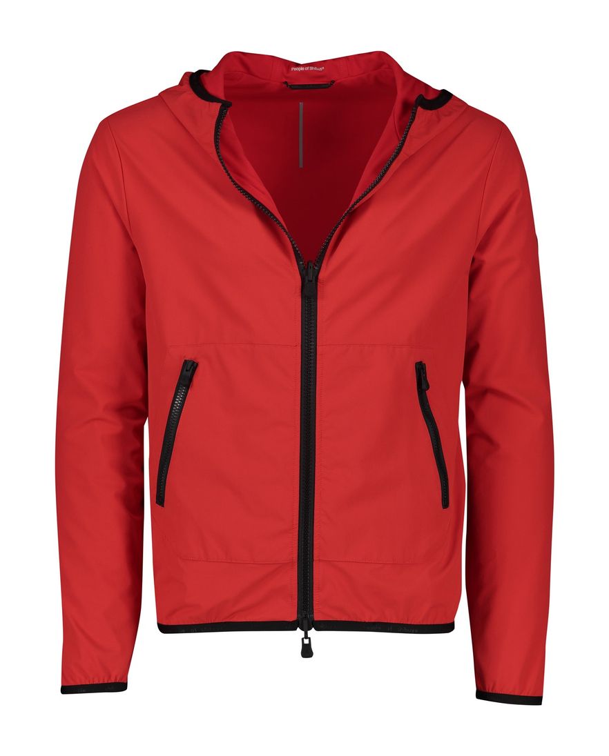 People of Shibuya zomerjas rood effen rits normale fit