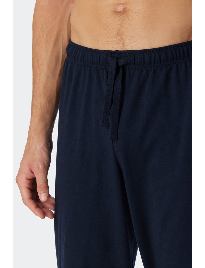 Donkerblauw heren pyjama geruit Schiesser