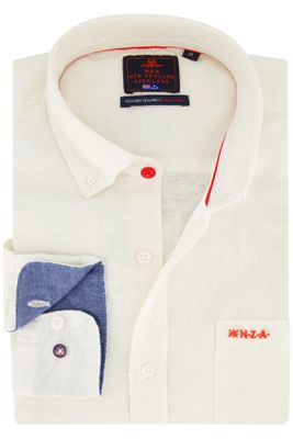New Zealand Normale fit New Zealand overhemd casual creme effen linnen