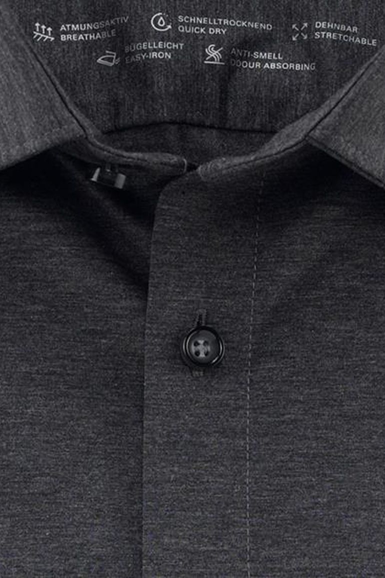 Olymp No. Six 24/Seven donkergrijs jersey overhemd katoen
