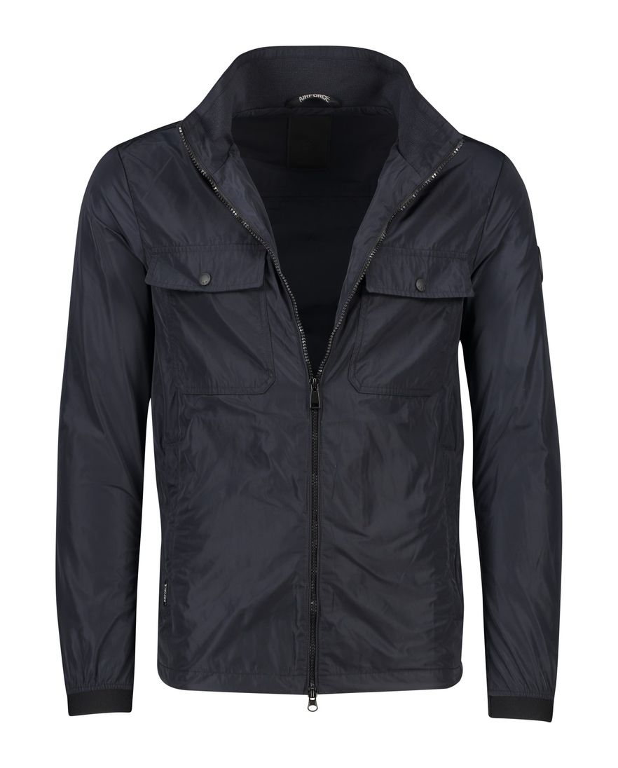 Airforce zomerjas kort NIC donkerblauw rits effen 2 borstzakken