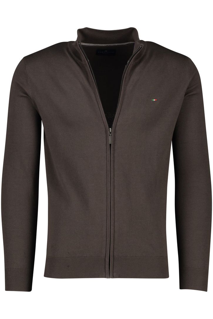 Portofino vest opstaande kraag donkergroen rits effen katoen