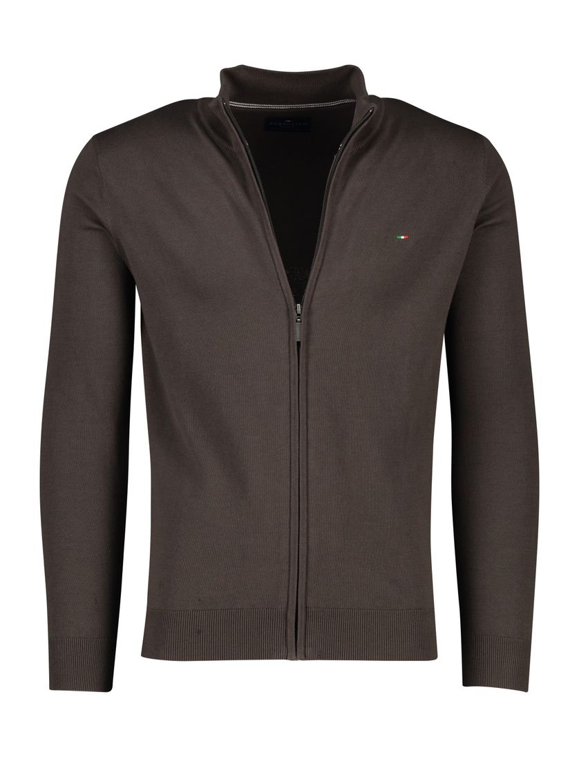 Portofino vest opstaande kraag donkergroen rits effen katoen