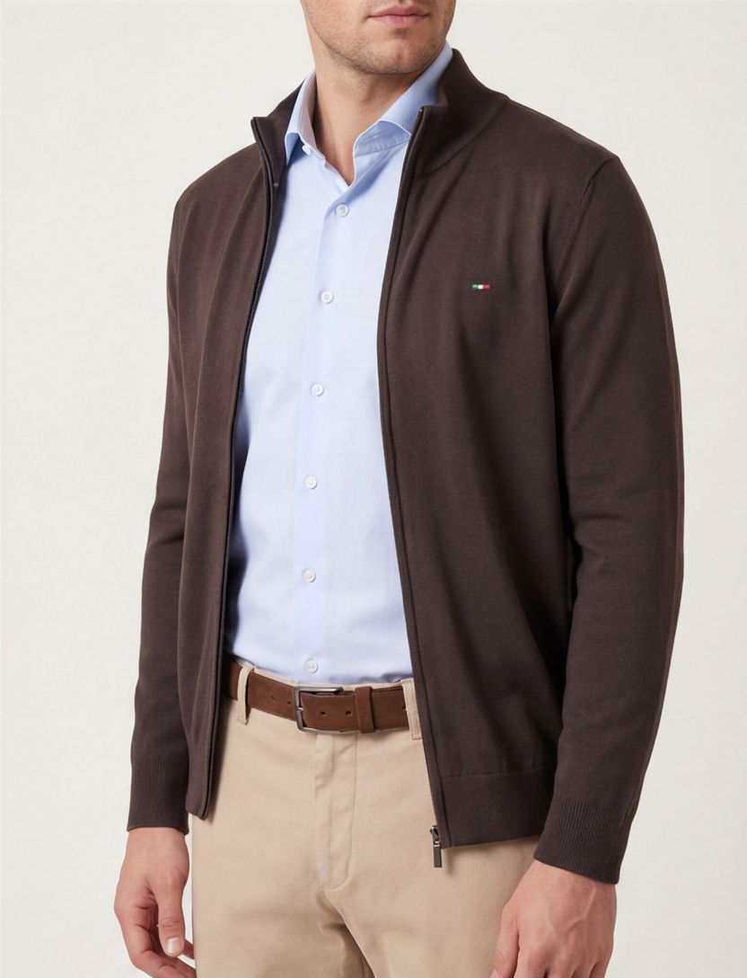 Portofino vest opstaande kraag donkergroen rits effen katoen