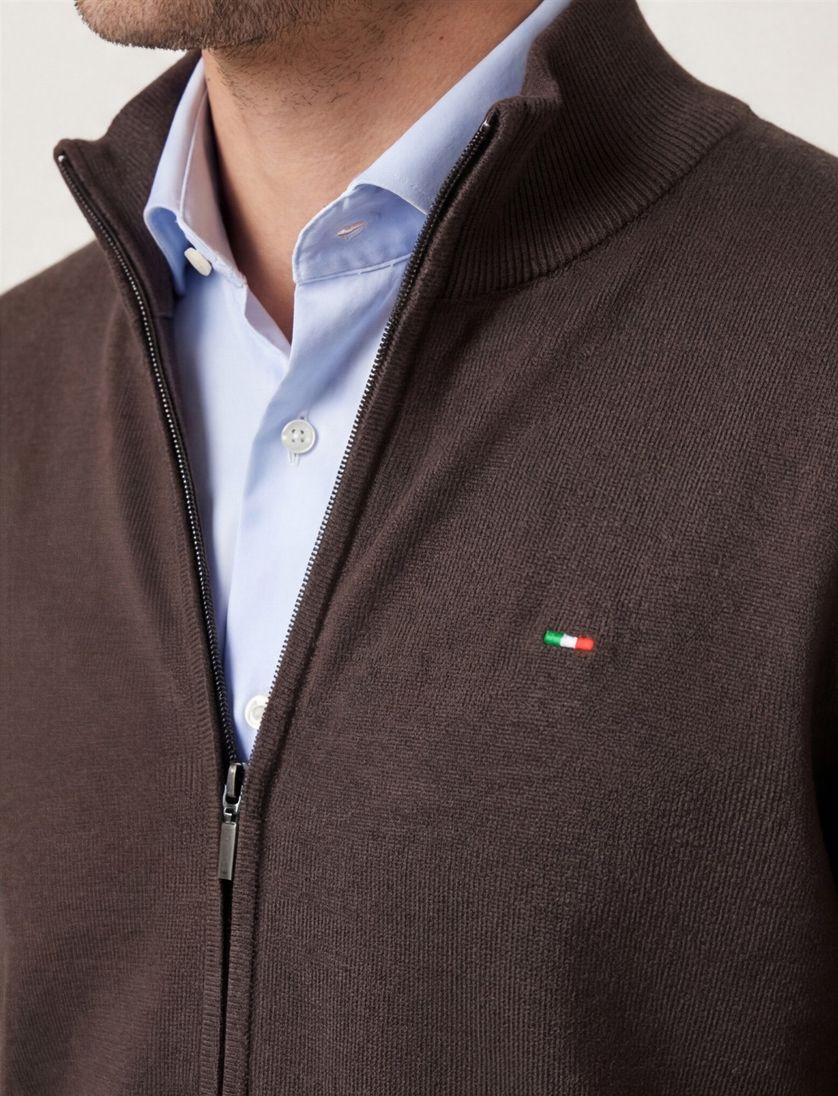 Portofino vest opstaande kraag donkergroen rits effen katoen