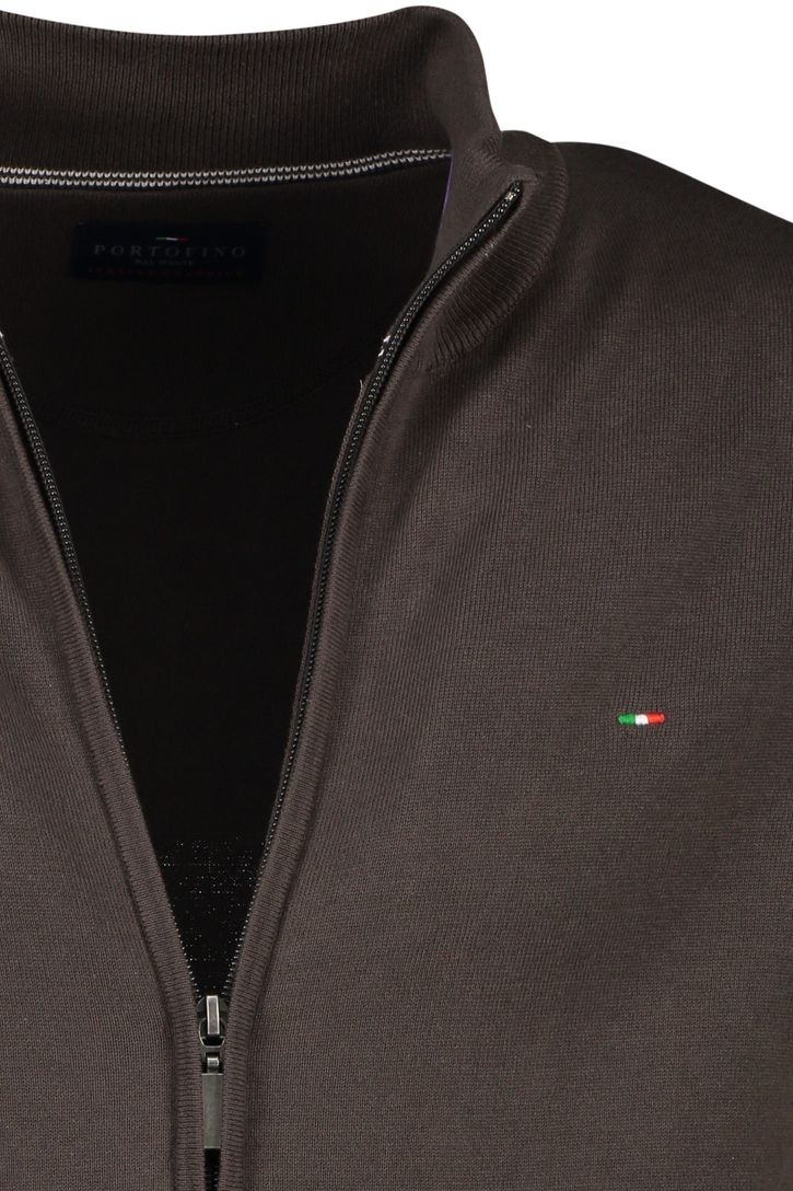 Portofino vest opstaande kraag donkergroen rits effen katoen