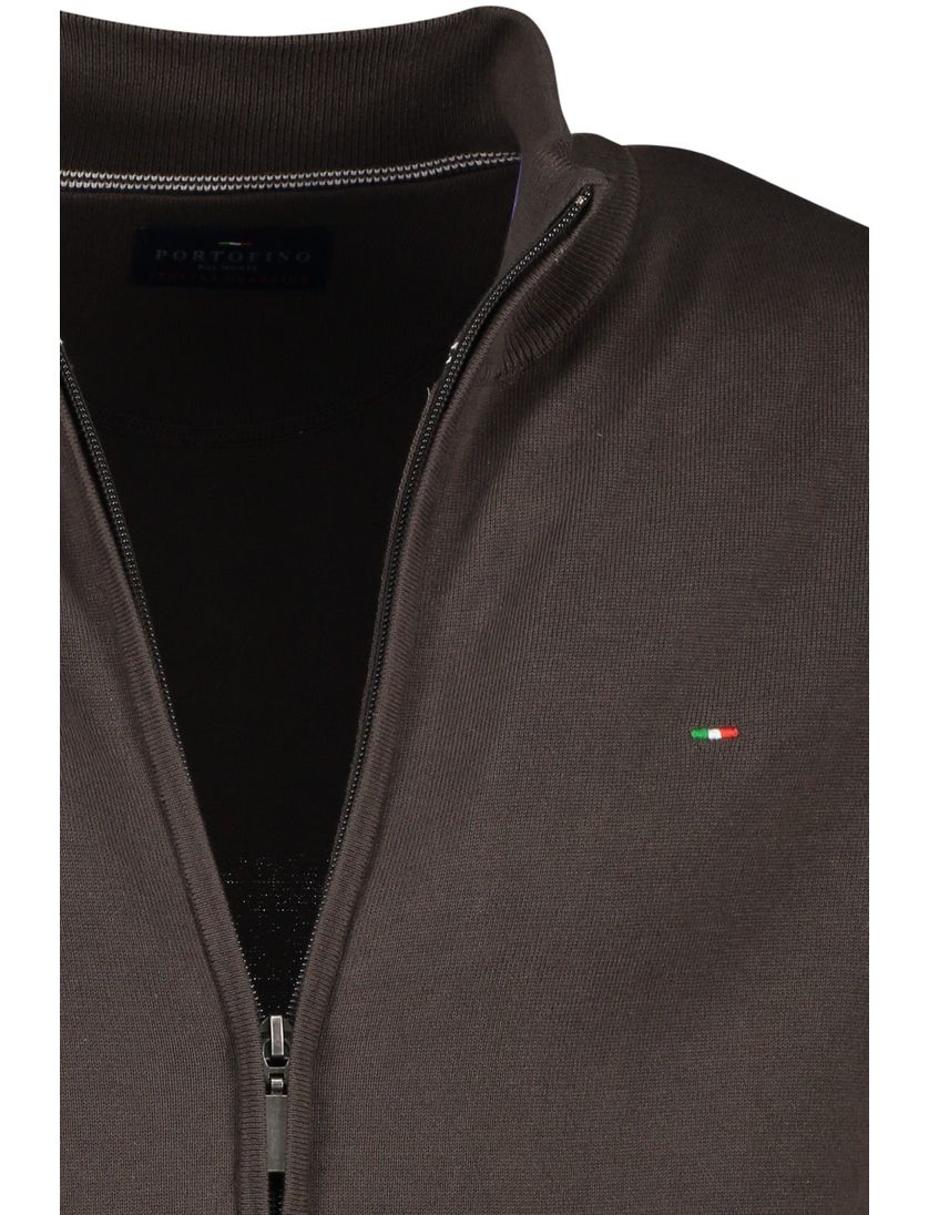 Portofino vest opstaande kraag donkergroen rits effen katoen