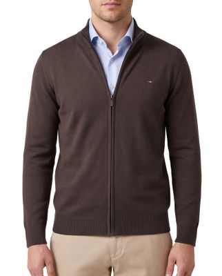 Portofino Portofino vest opstaande kraag donkergroen rits effen katoen