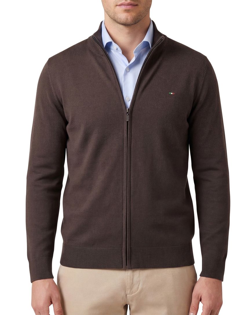 Portofino vest opstaande kraag donkergroen rits effen katoen