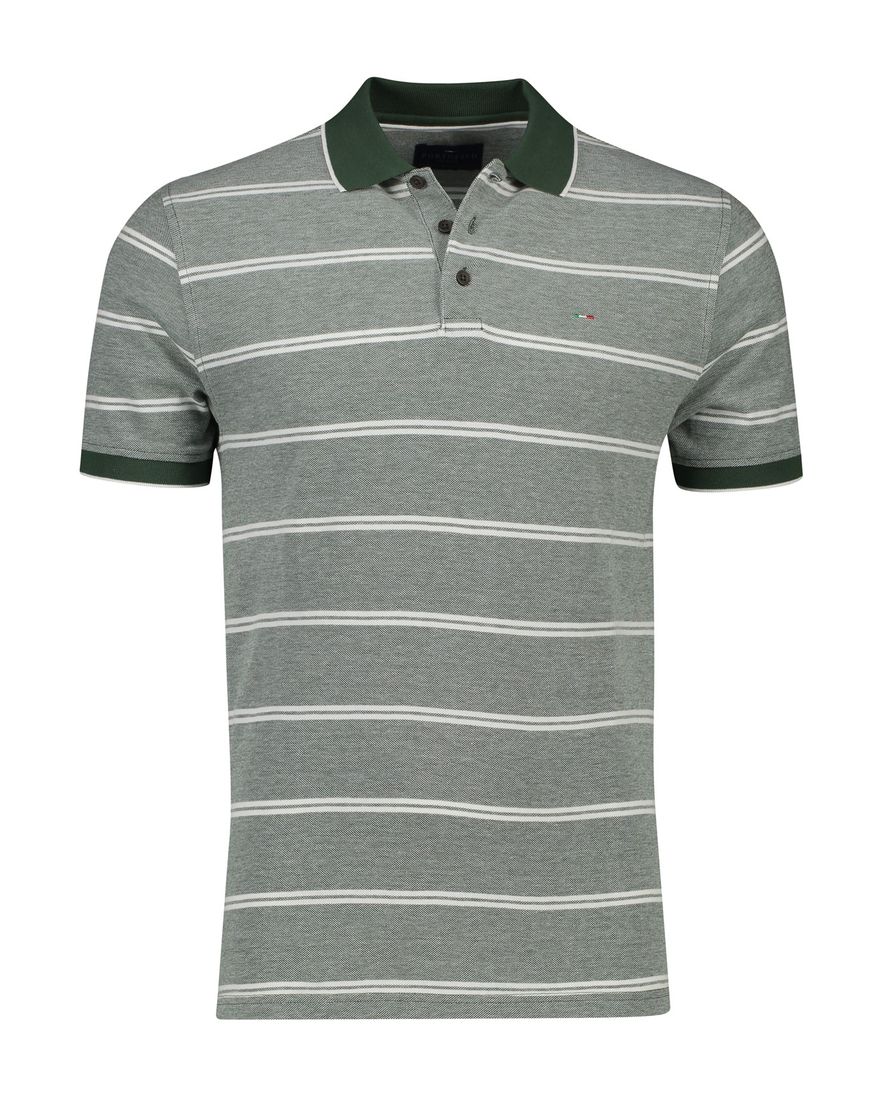 Portofino poloshirt korte mouwen normale fit groen gestreept katoen
