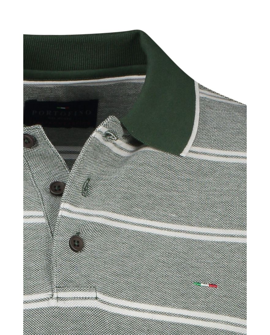 Portofino poloshirt korte mouwen normale fit groen gestreept katoen