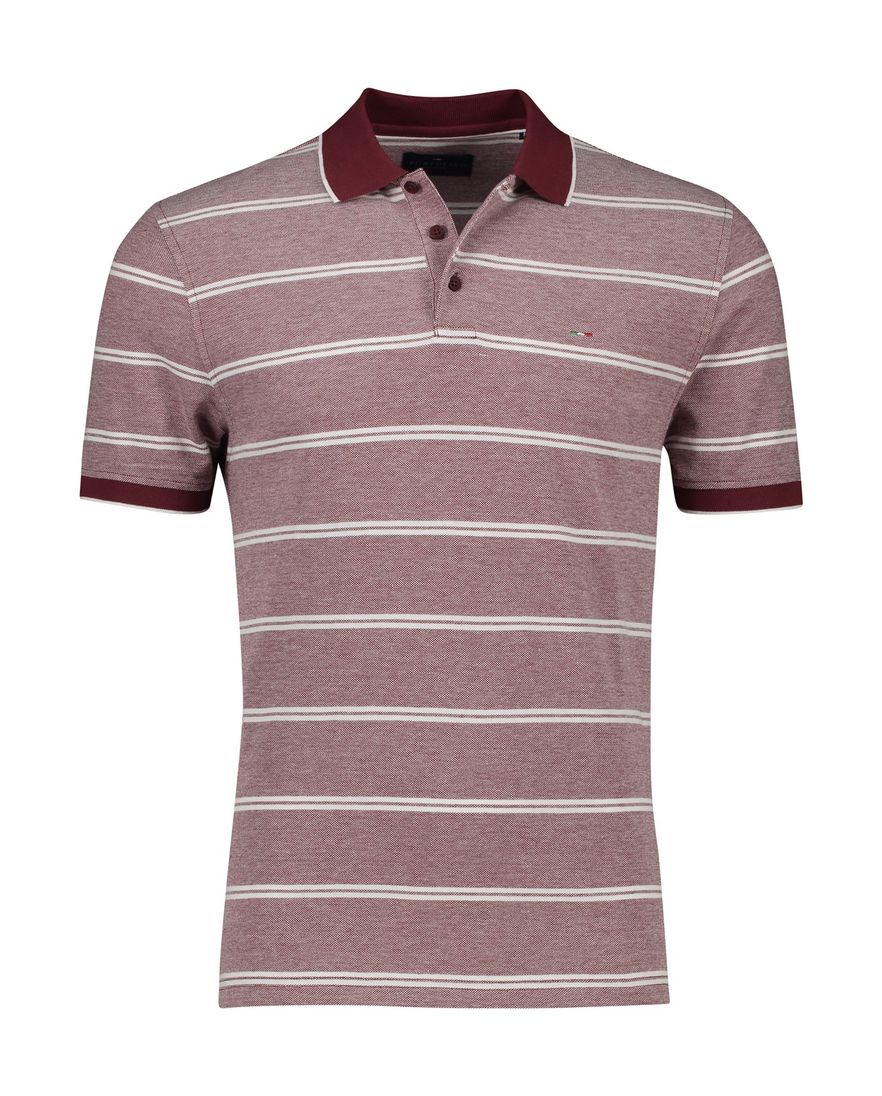 Portofino polo normale fit bordeaux gestreept katoen 3 knoops