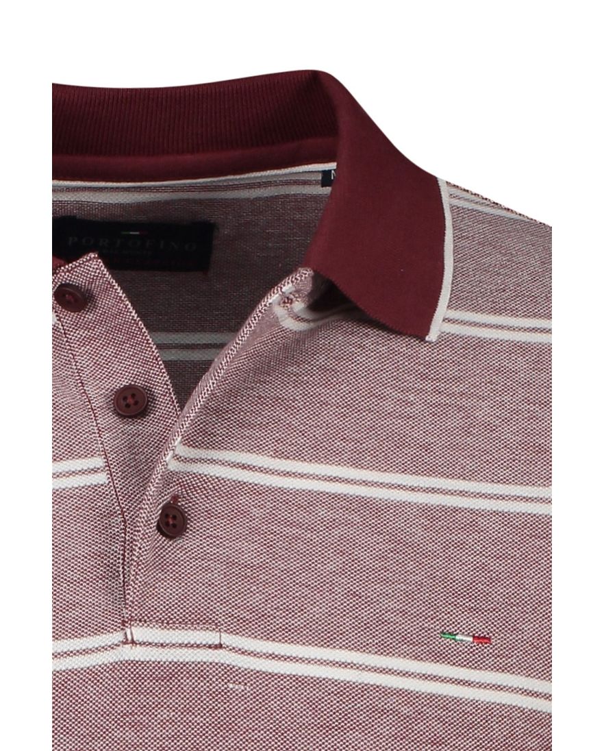 Portofino polo normale fit bordeaux gestreept katoen 3 knoops