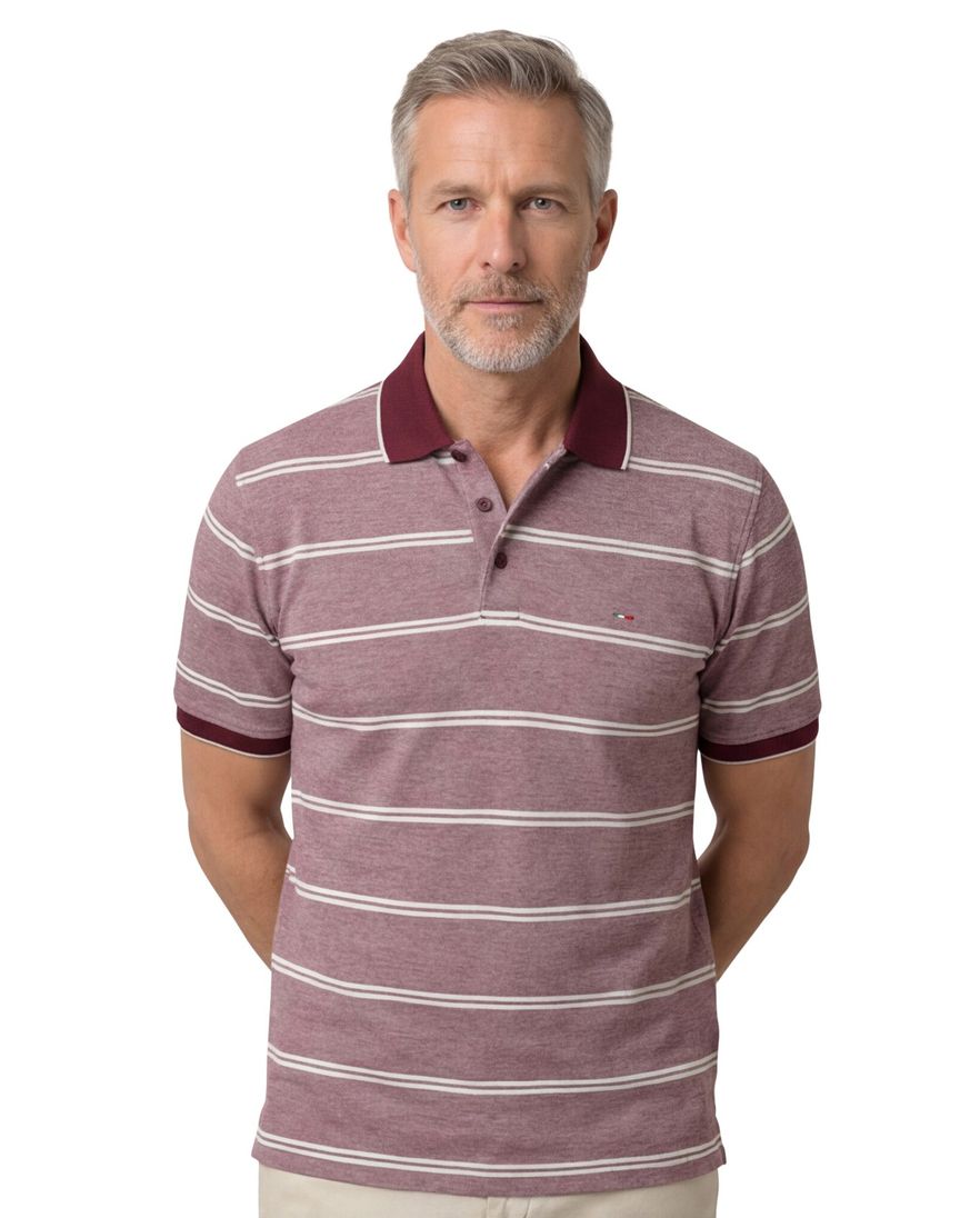 Portofino polo normale fit bordeaux gestreept katoen 3 knoops