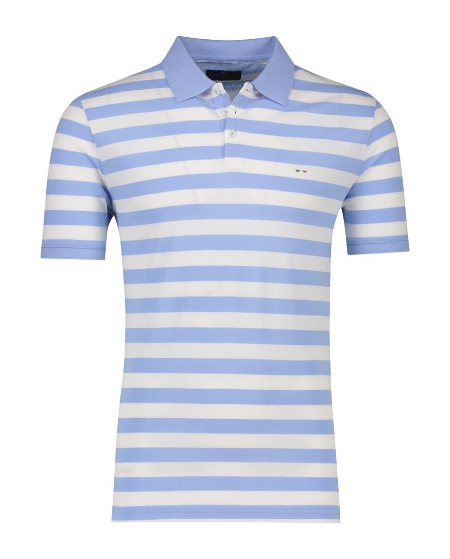 Portofino Amalfi polo korte mouw lichtblauw wit gestreept