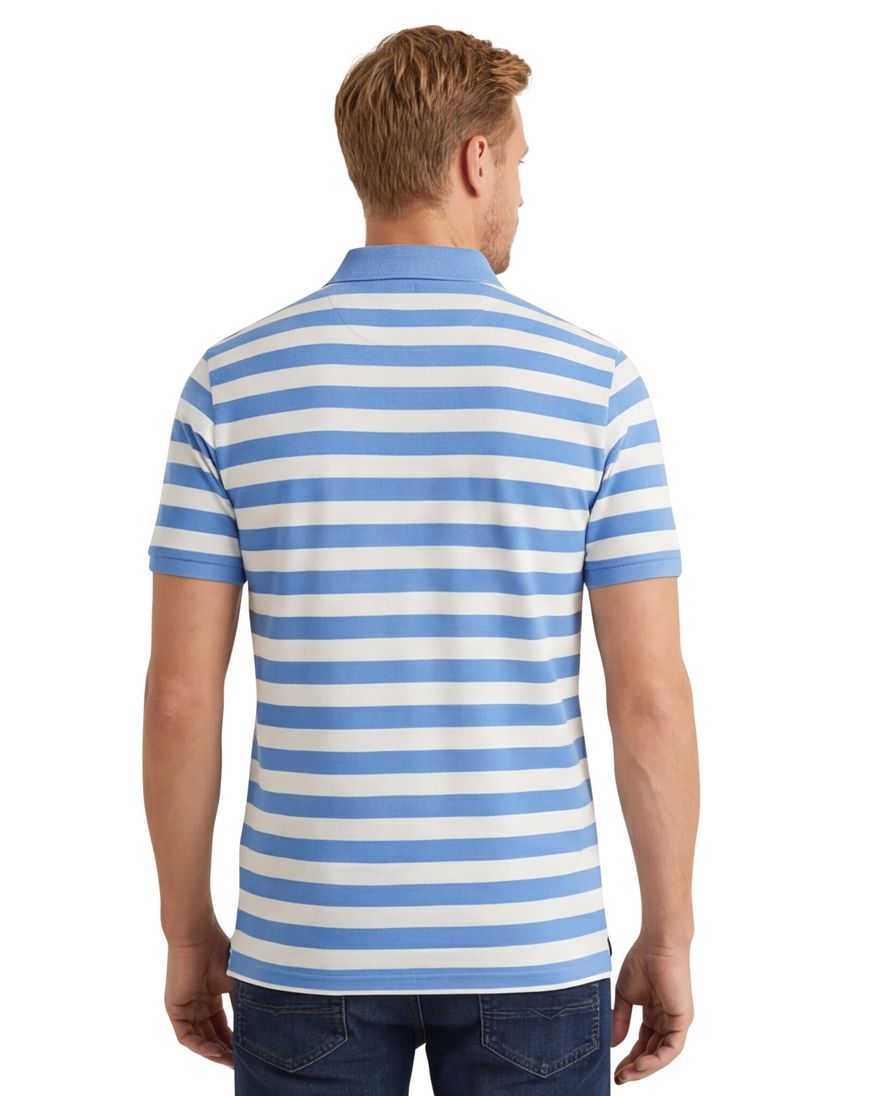 Portofino Amalfi polo korte mouw lichtblauw wit gestreept