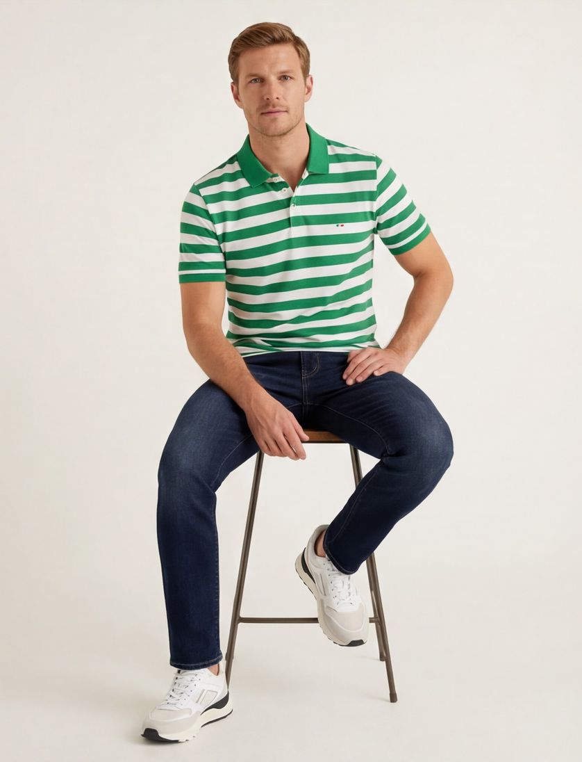 Portofino Amalfi polo katoen korte mouw groen wit