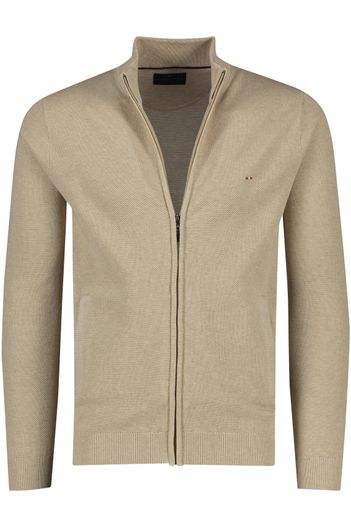 Portofino Vest Portofino opstaande kraag beige rits effen katoen