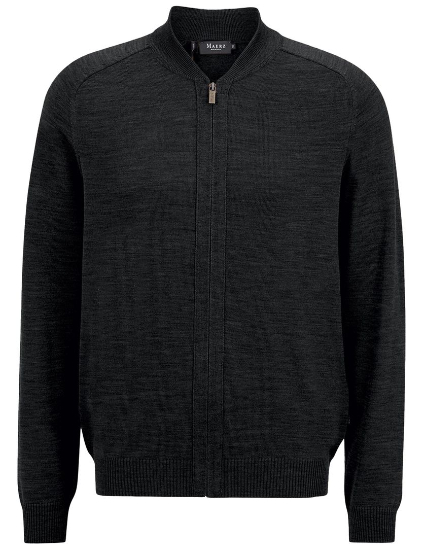 Maerz vest rits effen wol zwart