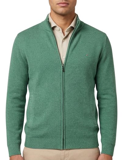 Portofino Portofino vest opstaande kraag groen rits effen katoen 100%