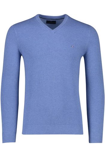 Portofino Portofino trui v-hals lichtblauw effen katoen normale fit