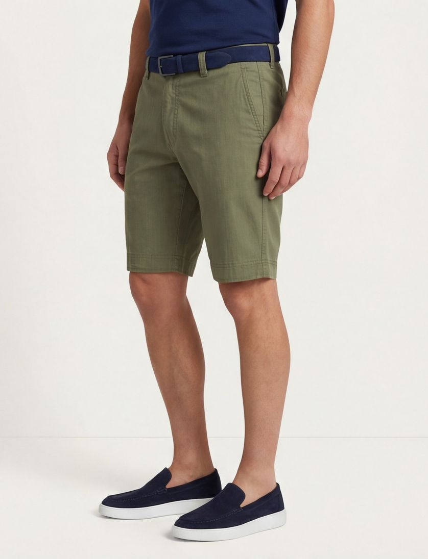 Kuba M.E.N.S. korte broek olijfgroen effen katoen