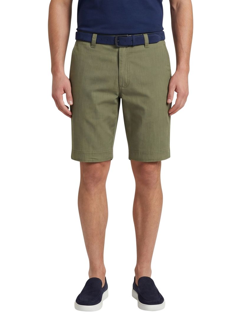 Kuba M.E.N.S. korte broek olijfgroen effen katoen