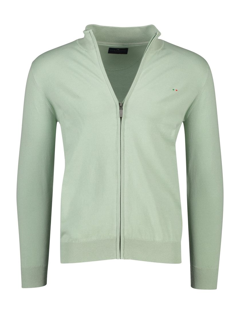 Portofino vest Monza opstaande kraag lichtgroen rits effen katoen