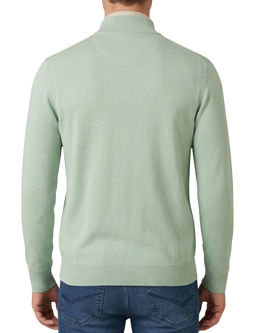 Portofino vest Monza opstaande kraag lichtgroen rits effen katoen