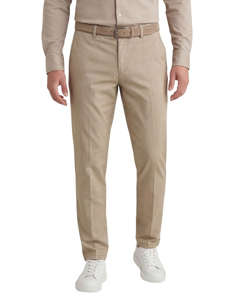 COM4 beige print chino katoen Pantalon Big & Tall