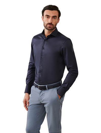 Cavallaro Cavallaro overhemd slim fit NOS widespread donkerblauw