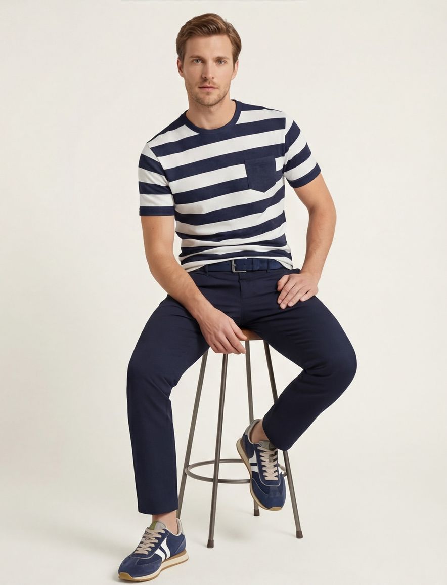 Brax t-shirt donkerblauw gestreept