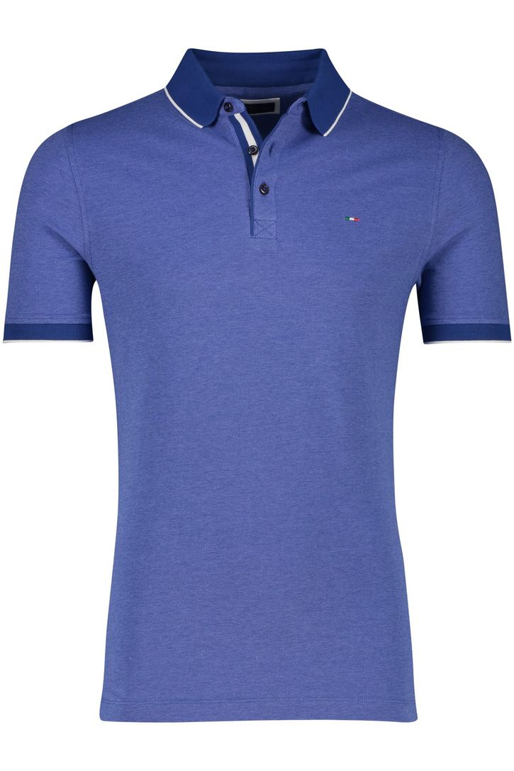 Portofino polo normale fit blauw effen met details katoen