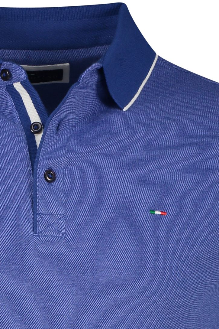 Portofino polo normale fit blauw effen met details katoen