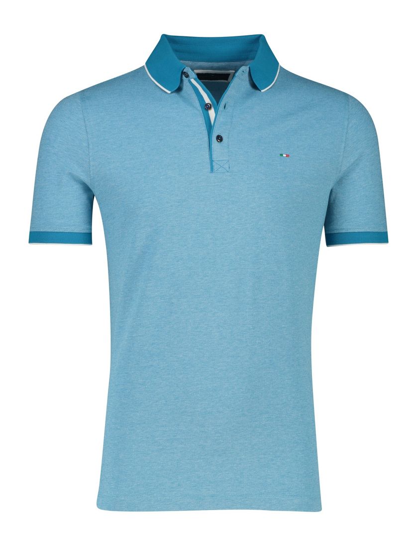 Portofino polo normale fit lichtblauw effen katoen 3 knoops